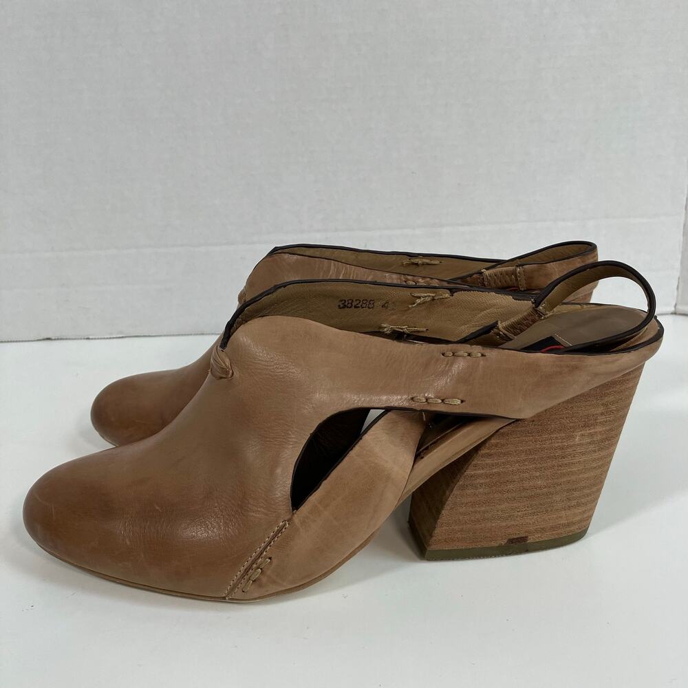 Everybody by BZ Moda Sz 41 Boho Distressed Cut-out Slingback Heels Tan